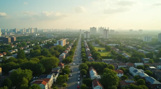 Vue aérienne des quartiers de Saint-Herblain avec espaces verts et habitations variées