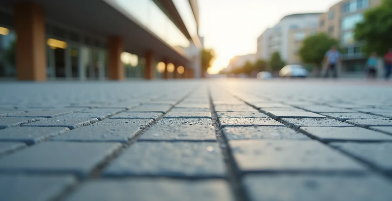 Détail d'une dalle de pierre, motifs géométriques d'architecture urbaine moderne avec texture et lumière