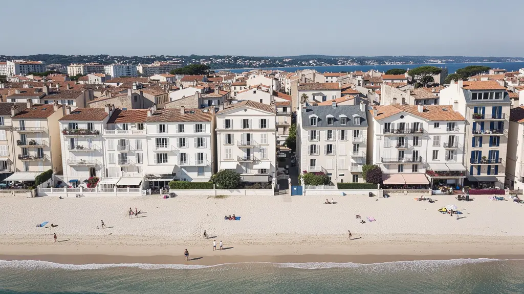 Vue aérienne résidences front de mer Cap d'Agde avec accès direct plage